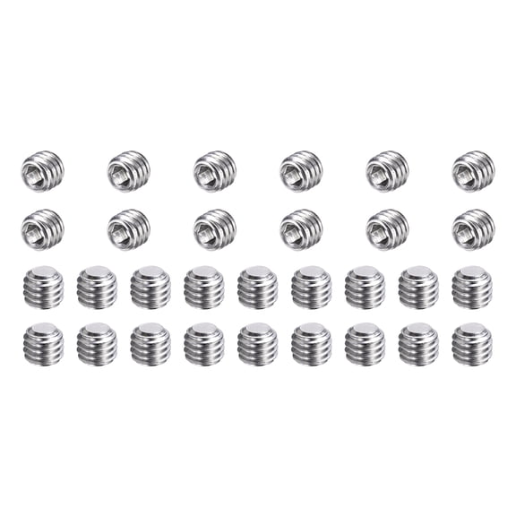 50 Pcs M6-1 x 5mm Grub Screws, 304 Stainless Steel Cup Point Allen Head Screws Internal Hex Socket Drive