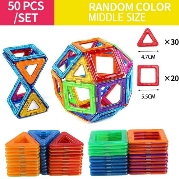 50 Pcs Magnetic Blocks, Magnetic Building Tiles Kit, Educational Toys for Toddlers, Magnetic Tiles for Kids, Preschool Classroom Must Haves Educational Toddler Game
