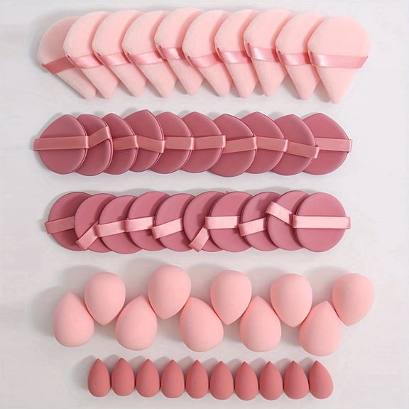 50 Pcs Makeup Sponges for Foundation,Triangle Face Powder Puff,Beauty Blendern Set for Liquid,Foundation,Powder,Concealer,Cream(Rose Pink)