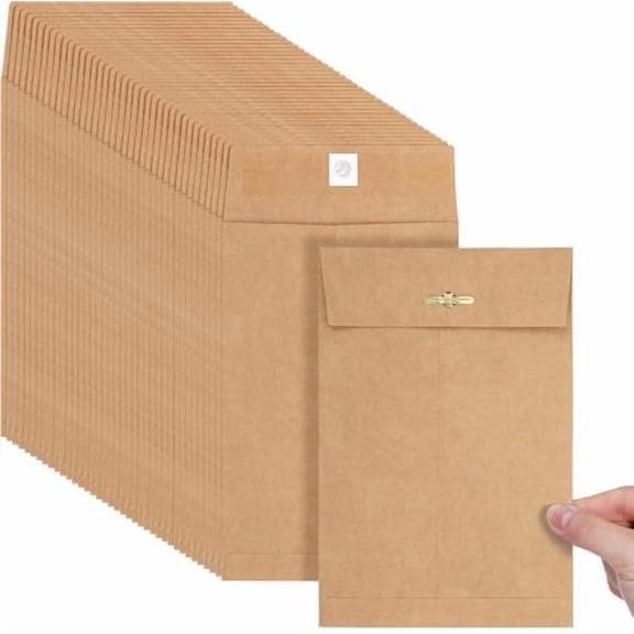 50 Pcs Manilla Envelopes Clasp Kraft Catalog with Closure for Storing Mailing 28 lb Kraft Envelope Paper for Office Document School Business Home(Brown,5 * 7.5)