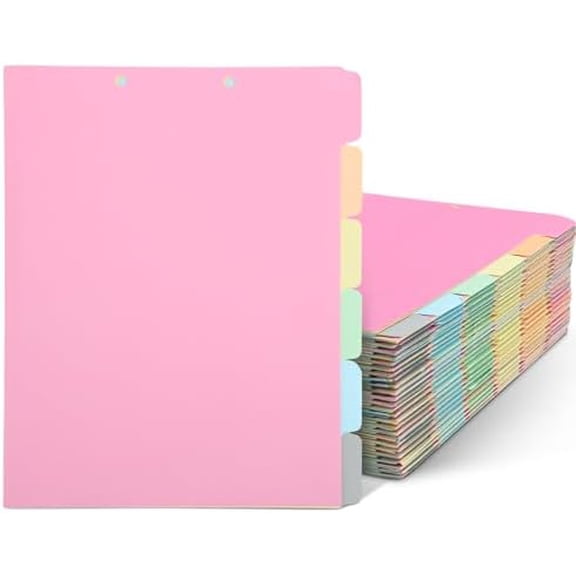 50 Pcs Medical Chart Dividers, 11 x 8-1/2 Inch Medical Paper File Dividers with Multi Color Blank Side Tabs, 1/6th Cut for Nursing Patient Charts & Healthcare Records$$Office