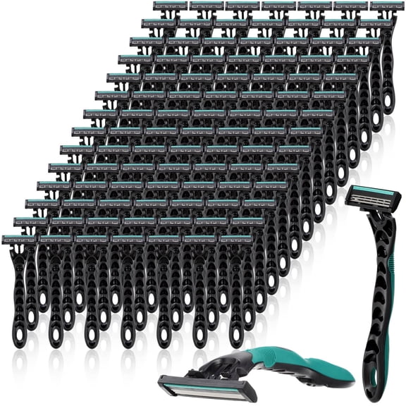 50 Pcs Men's Disposable Razors Bulk 3 Blade Men Razors for Head Sensitive Skin Comfortable Shave
