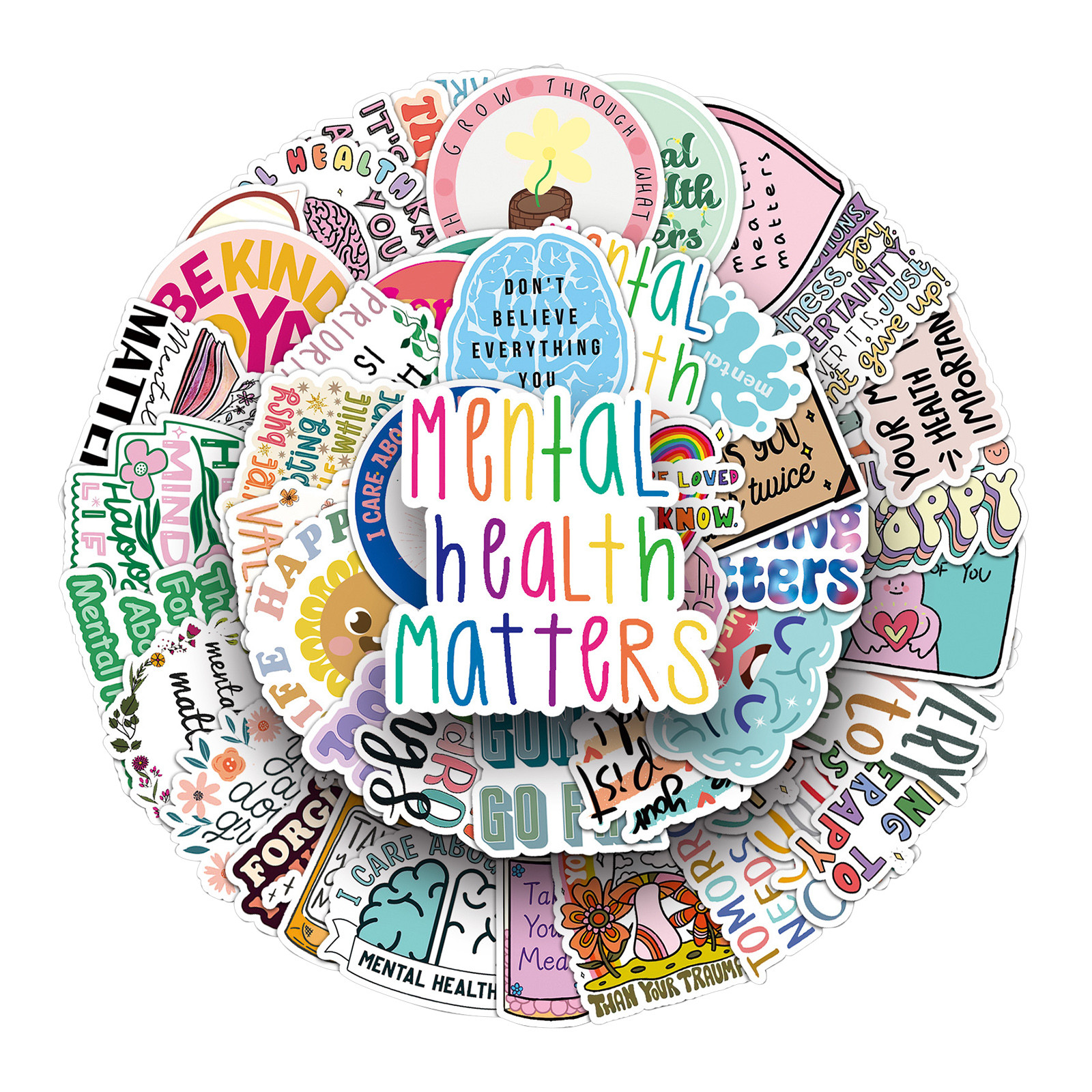 50 Pcs Mental Health Stickers Awareness Vinyl Decals for Laptop Water ...
