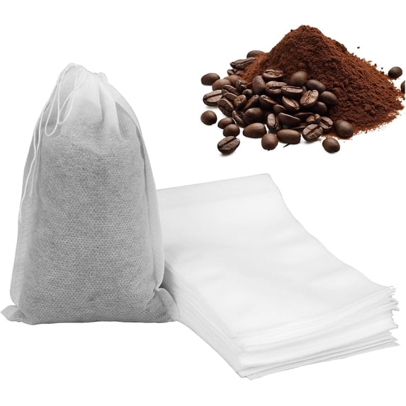 50 Pcs No Mess Cold Brew Bags 6x10 inch Spice Bags Coffee Bag Disposable Filter Bag Brewing Fine Mesh Drawstring Pouches for Coffee Grounds Ice Tea Spice