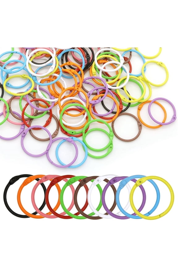 50 Pcs Metal Binder Book Rings,Bexikou Colourful Index Card Rings,Metal Loose Leaf Binder Rings Paper Heavy Duty Notebook Rings Key Chains for School Office Home,Book Paper Rings for Cards, Document