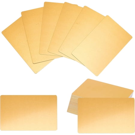 50 Pcs Metal Business Card 3-3/8"x2-1/8 Aluminium Blank Name Cards Laser Engraved Business Visiting Card for Office Customer DIY Gift Cards Gold