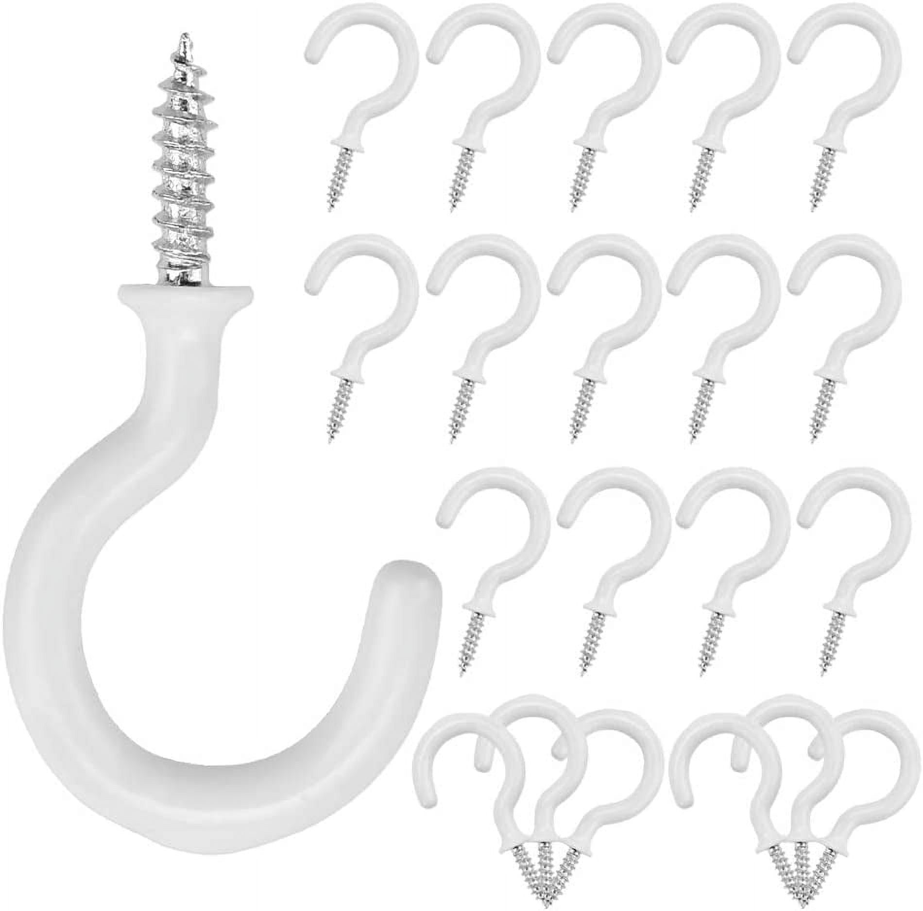 50 Pcs Metal Ceiling Hooks, 2 Inch Screw in Hooks White Mug Cup Hooks ...