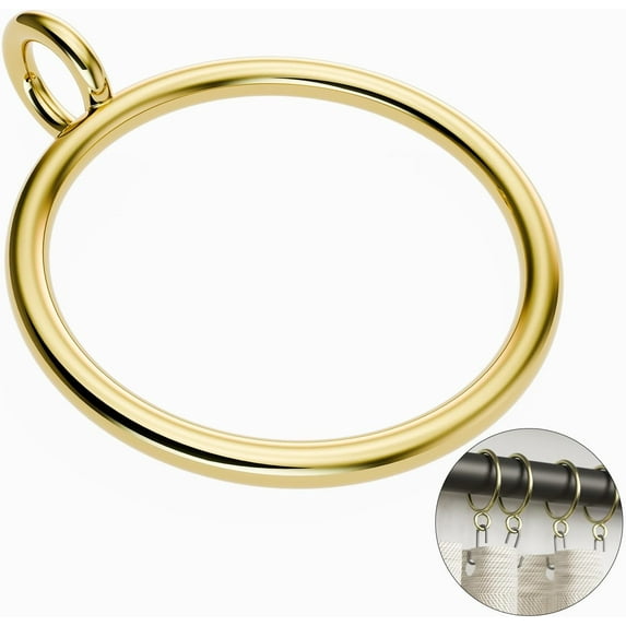 50 Pcs Metal Curtain Rings with Eyelets, 1 inch Inner Diameter Drapery Rings Apply for Curtain Rods, Gold(Fits Up to 3/4-Inch Rod)