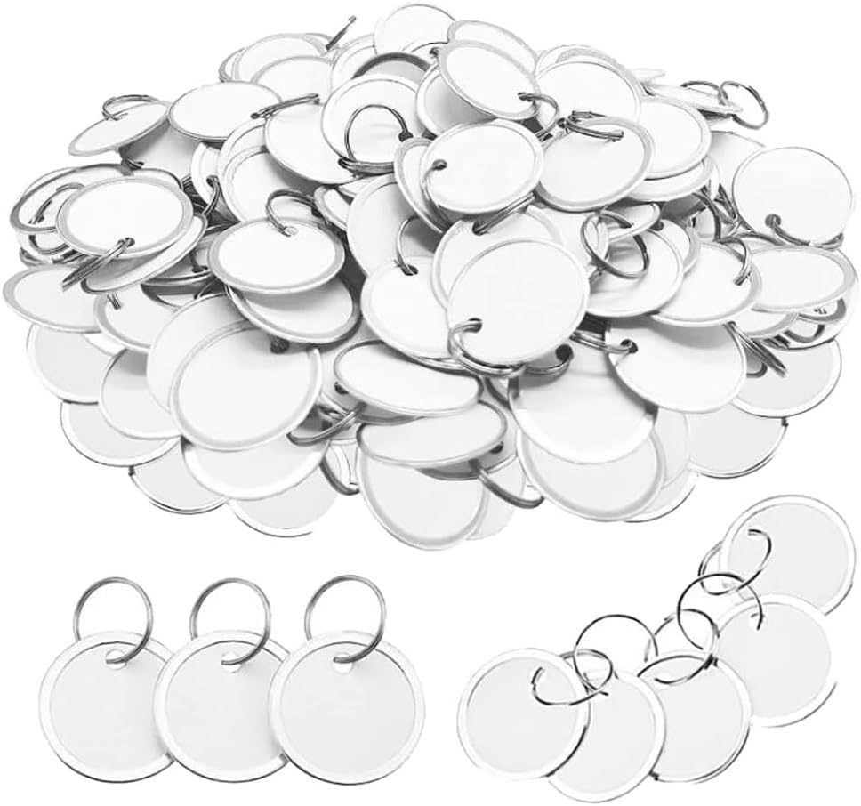 50 Pcs Metal Rimmed Key Tags Round Paper Tags Writable Key