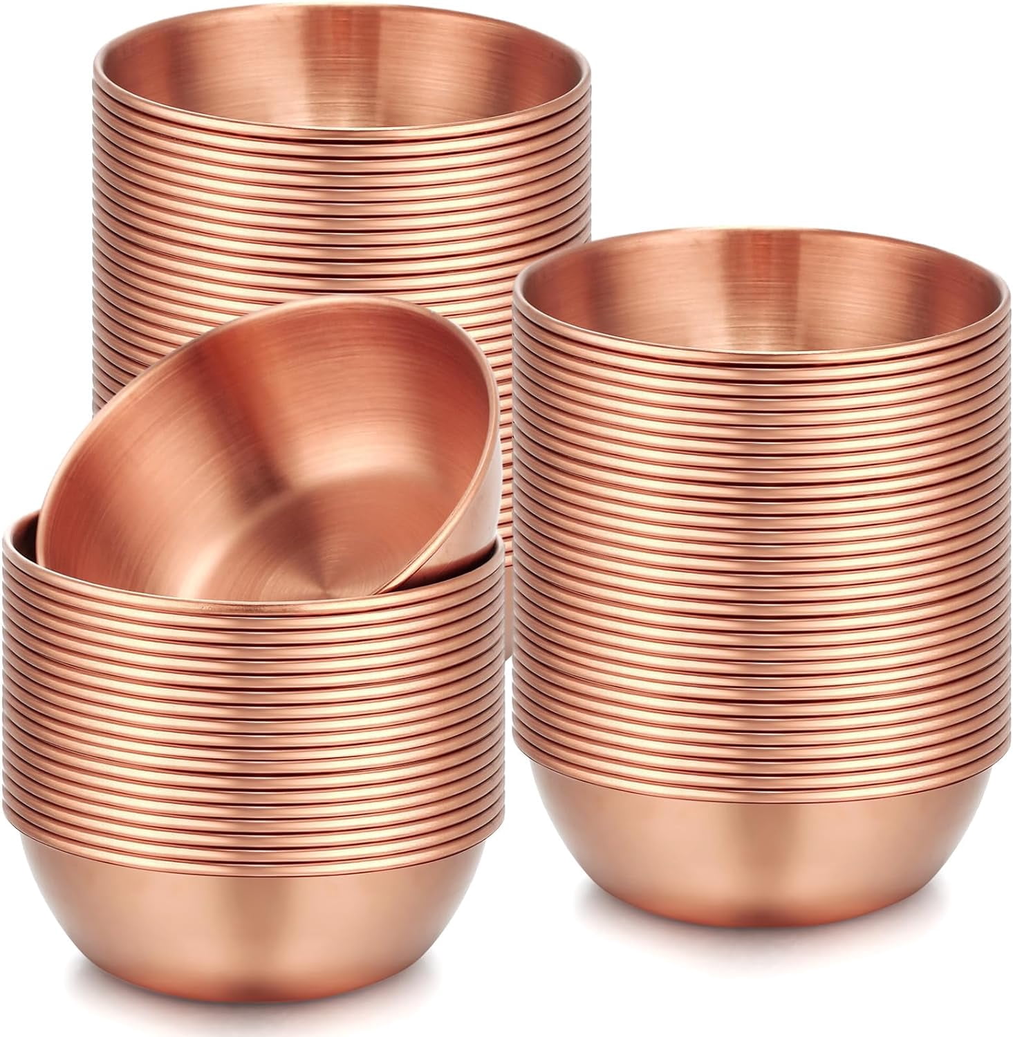 Yardwe 5pcs Stainless Steel Dip Bowl Round Seasoning Dishes