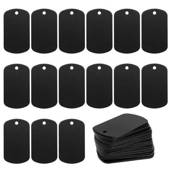 50 Pcs Metal Stamping Blanks Black for Stamping, Engraving Aluminum Keychain Blank Dog Tag