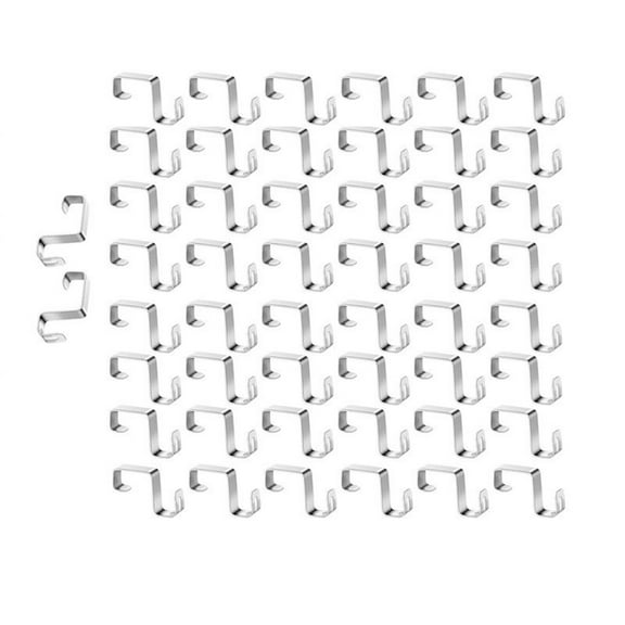 50 Pcs Metal Wreath Hanger Door Hooks – Silver Over-the-Door Hooks for Christmas Wreaths, Decorations, Ornaments – Durable Iron Small Pendant Hooks