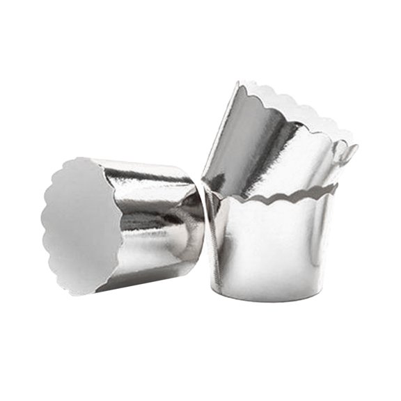 50 Pcs Metal-like Texture Paper Cupcake Cups Disposable Muffin Cup Heat-resistant Dessert Bowls Party Supplies for Baking Wedding Birthday (Silver)