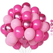 50Pcs 12Inch Hot Pink Balloons and Dark Pink Balloons for Birthday, Wedding, Graduation Party Decorations