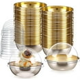 thumbnail image 1 of 50 Pcs Mini Baking Cups with Lids Tutuviw Mini Cake Containers with Clear Dome Lids Cookies Muffins Dome Box for Desserts Cupcake Pans Cheesecake Cake Wedding Birthday Party Buffet (Gold), 1 of 7