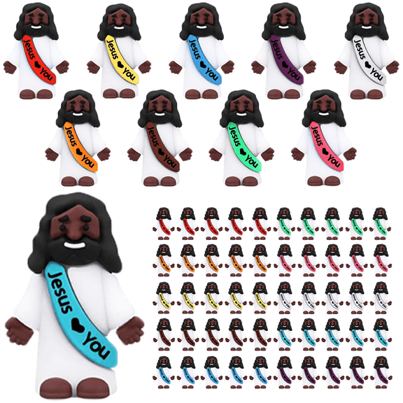 50 Pcs Mini Black Jesus Little Black Jesus Tiny Jesus Bulk to Hide and Seek Religious Party Favors Sunday School Gifts