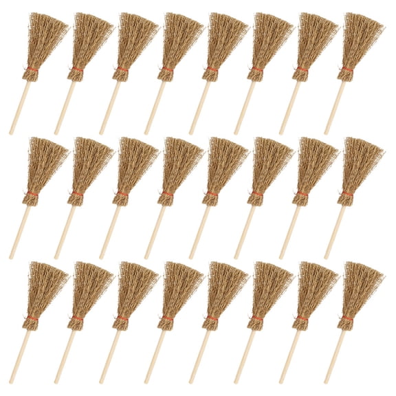 50 Pcs Mini Broom Furniture Miniature Cleaning Tool Witch Dolls for Halloween Broom Toys Broom Prop Miniature Brooms