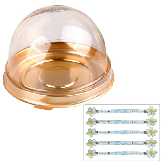 50 Pcs Mini Cake Box, Clear Plastic Mini Cupcake Box Muffins Box Cookies Dome Box Small Single Muffin Dessert Containers Holder Wedding Birthday Gift Box Bonus 50 Pcs StickersStyle 4-Style 4