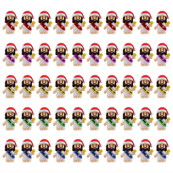 50 Pcs Mini Jesus Figures, Nativity Religious Party Favors, Christmas Sunday School Holiday Decorations