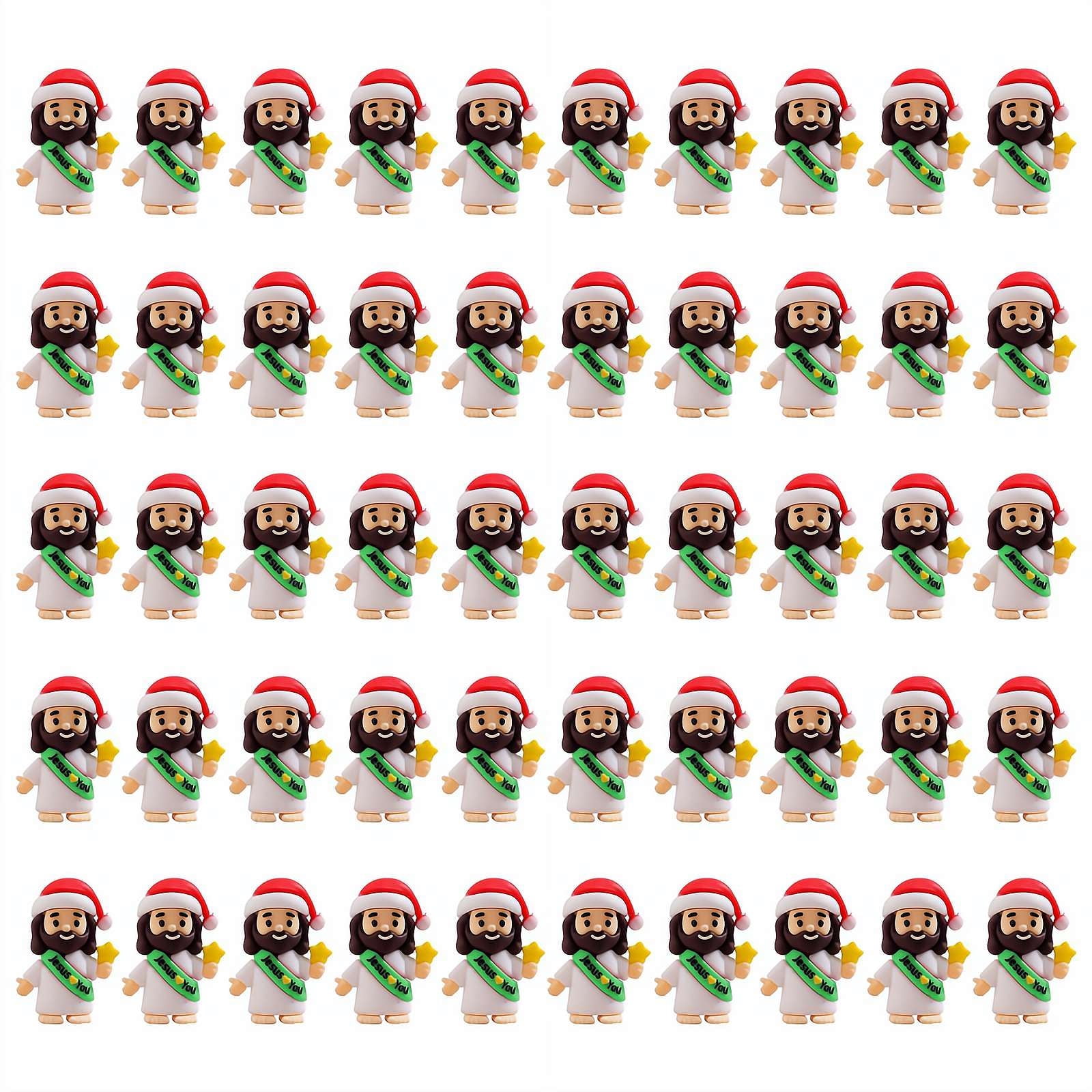 50 Pcs Mini Jesus Figures, Nativity Religious Party Favors, Christmas Sunday School Holiday Decorationsd Christmas Gifts