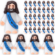 50 Pcs Mini Jesus Figures Easter Jesus Loves You Jesus Toys Little Jesus Figures to Hide and Seek Sunday School Religious Party Favors Gift for Easter Egg Stuffers (Blue)