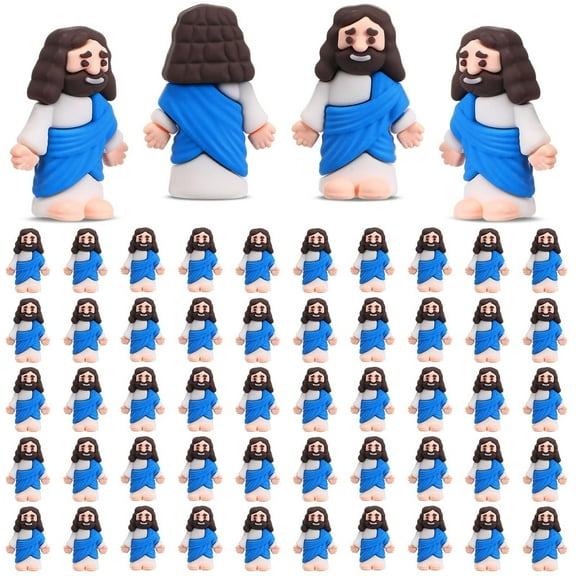 WQQ 50 Pcs Mini Jesus Figures Original Design Jesus Toys Little Figures to Hide and Seek Sunday School Religious Easter Party Favors Gift