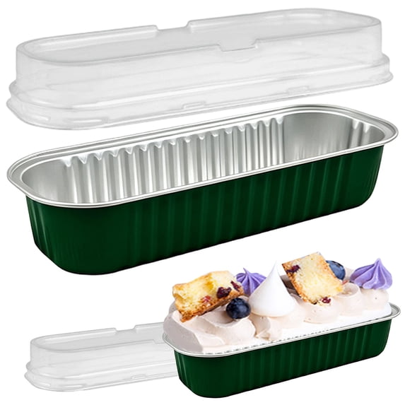 50 Pcs Mini Loaf Pans with Lids, 6.54X2.56X1.18" Aluminum Foil Cake Pan, Rectangular Baking Cups, Disposable Foil Containers, Heat Resistant Baking Trays, Oven Safe Holder for Wedding Party Birthday