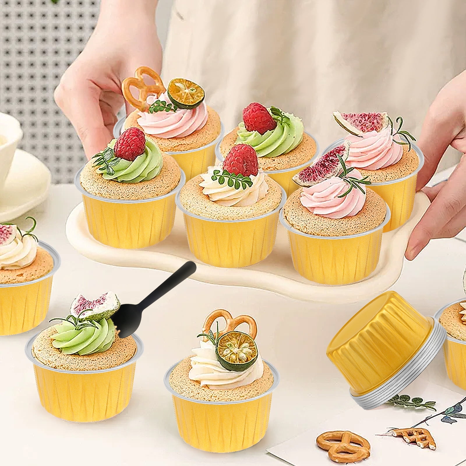 50 Pcs Mini Loaf Pans with Lids and Spoons Sealing Stickers