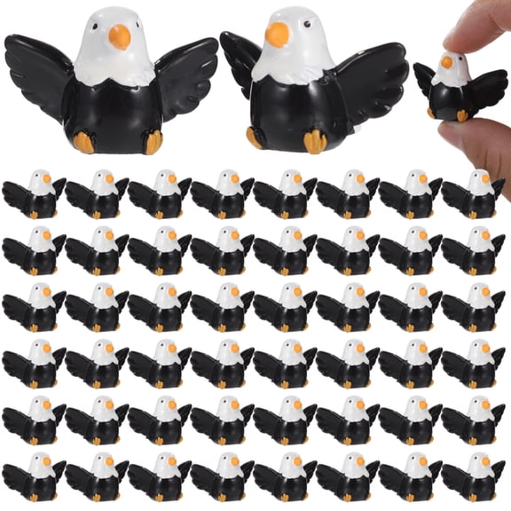 50 Pcs Mini Resin Bald Eagle Figurines, American Patriotic Bird Wildlife Animal Statues for DIY Crafts, Outdoor Garden Lawn Decor, Independence Day Party Ornaments
