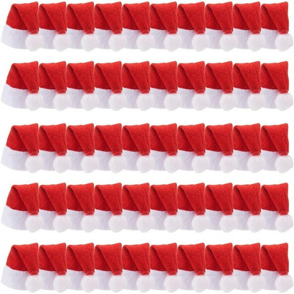 50 Pcs Mini Santa Wine Hats Cloth Mini Christmas Bottle Hats Christmas Lollipop Candy Hats Party Supplies for DIY Crafts Wine Bottles Cover Home Christmas Decor for DIY FireBrick