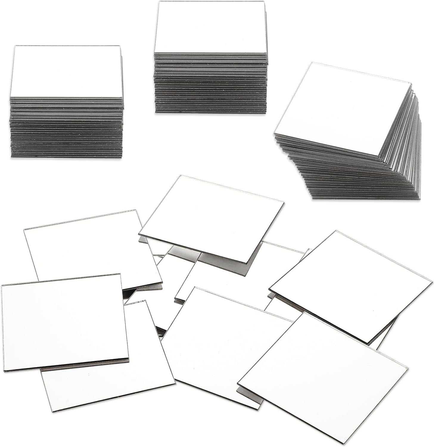 50 Pcs Mini Size Acrylic Square Mirror, Self Adhesive 2 Inches Small