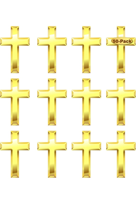 50 Pcs Mini Small Gold Cross Lapel Pins (1 in) For Men Women Religious
