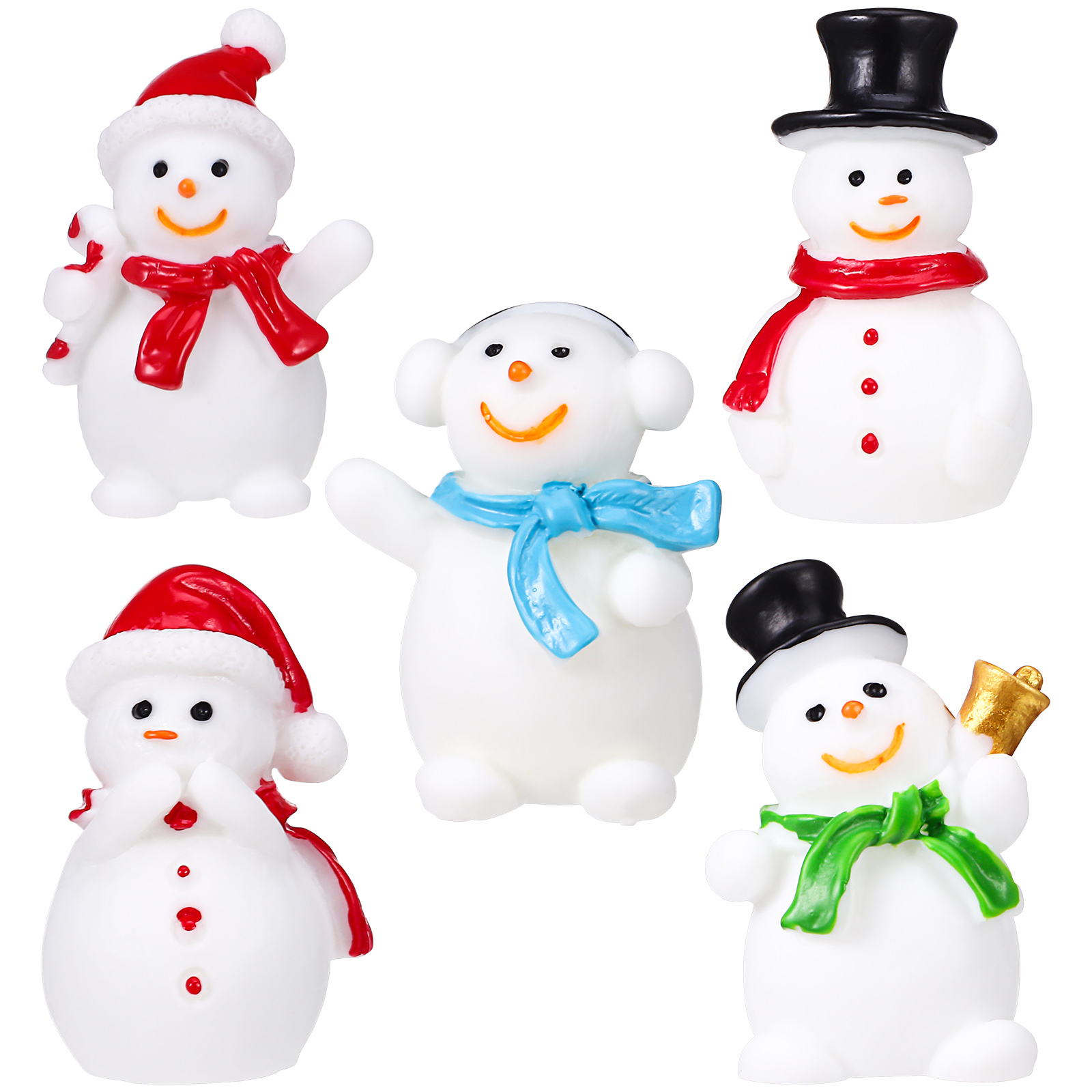50 Pcs Mini Snowman Figurines Christmas Decorations Resin Snowman