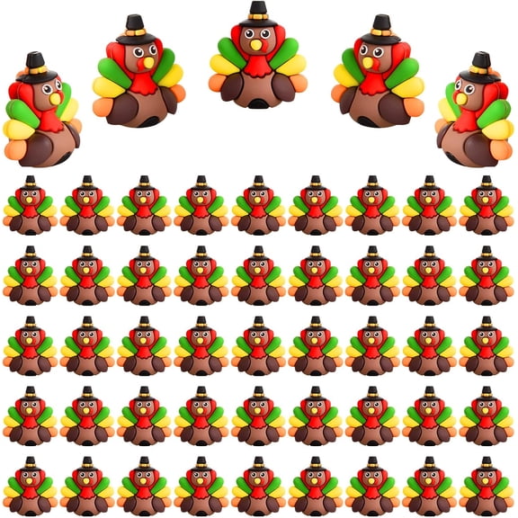 50 Pcs Mini Thanksgiving Turkey Figurines Tiny Turkey Figures Miniarue Animals Figurines Little Autumn Fall Ornaments to Hide and Seek for Thanksgiving Party Decorations