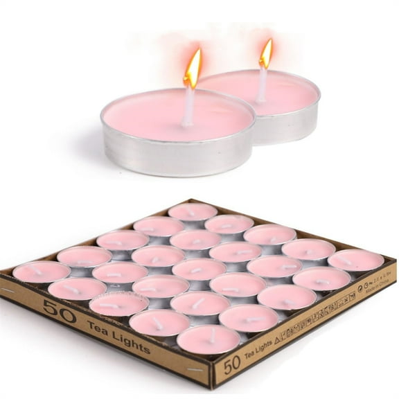 50 Pcs Mini Unscented Candles Pink Tea Lights About 2 Hours Dripless and Long Lasting Paraffin Wax Tealight Candles Perfect Gift for Wedding Anniversary Birthday Party By Scheam