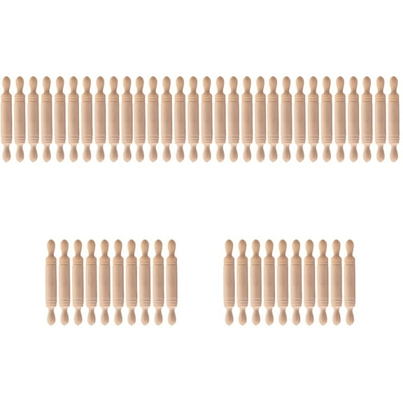 50 Pcs Mini Wood Rolling Pin Food Tray Small Stick Dough Roller Props House Pole Scene Layout Child