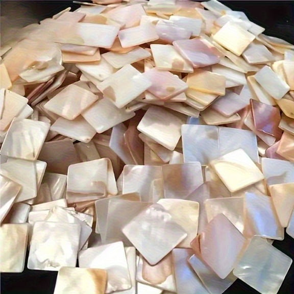 50 Pcs Mother of Pearl Shell Tiles, Natural Square Mosaic Pieces for DIY Crafts Resin Art Jewelry Inlay Home Decor, Iridescent White Shell Craft Supplies
