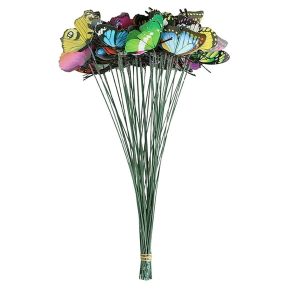 50 Pcs Moving Butterfly Decorations,Butterfly Garden Decor,Butterfly Decoration, Artificial Waterproof Butterflies For Flower Bouquet Outdoor Indoor Yard Art Patio Plant Pot Flower Bed Home