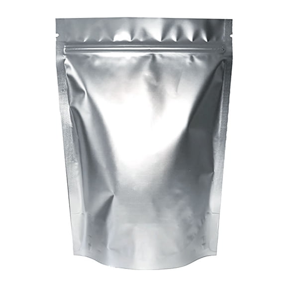 50 Pcs Muka Heat Sealable Silver Foil Stand Up Pouch Bags, Mylar Zip Pouch Bags w/ Notch-5 x 7 x 3 inch/3 oz