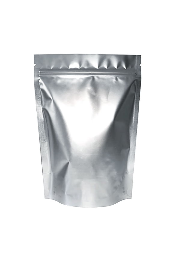 50 Pcs Muka Heat Sealable Silver Foil Stand Up Pouch Bags, Mylar Zip Pouch Bags w/ Notch-5 x 7 x 3 inch/3 oz