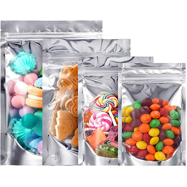 50 Pcs Muka Reusable Aluminium Foil Zip Stand Up Mylar Bags for Food Storage 3.5 x 5.75 inch 1 oz Walmart