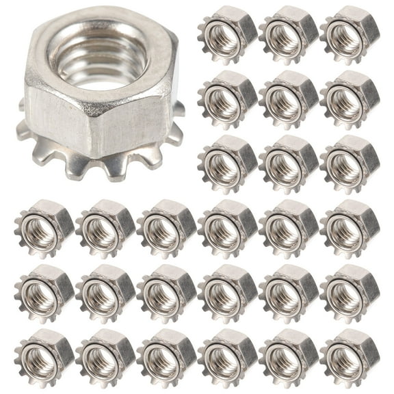 50 Pcs M5 Stainless Steel Locknuts with Washers, Toothed Lock Nuts Hardware for Secure Fastening and Industrial Use