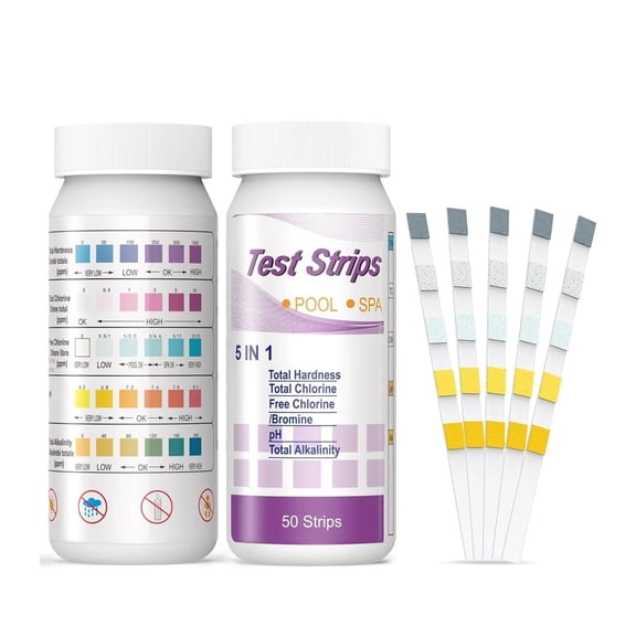 50 Pcs Multipurpose 5 In 1 Chlorine PH Test Strips SPA Swimming Pool Water Tester Paper Hardness Tool