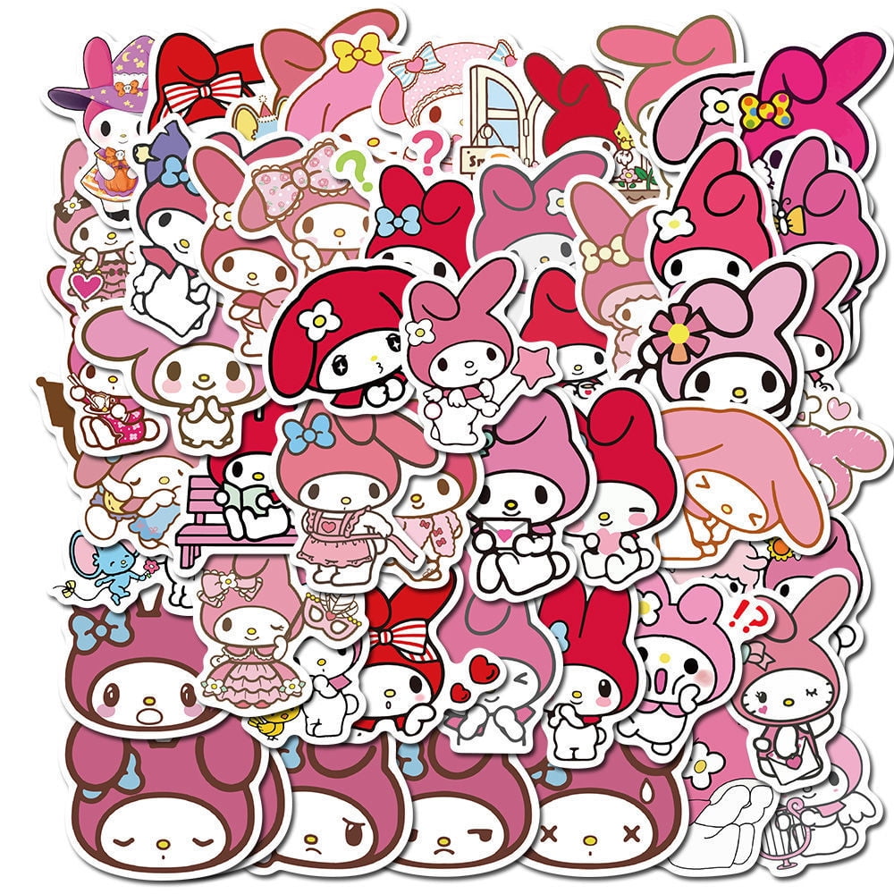 50 Pcs Kuromi Stickers Pack Kitty White Theme Waterproof Sticker Decals for  Laptop Water Bottle Skateboard Luggage Car Bumper Hello Kitty Stickers for  Girls Kids Teens - B 