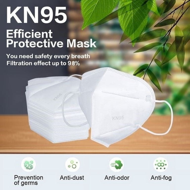 WWDOLL KN95 Face Masks 100-Pack - 5-Layer Protection White Disposable Masks (FDA EUA Listed)