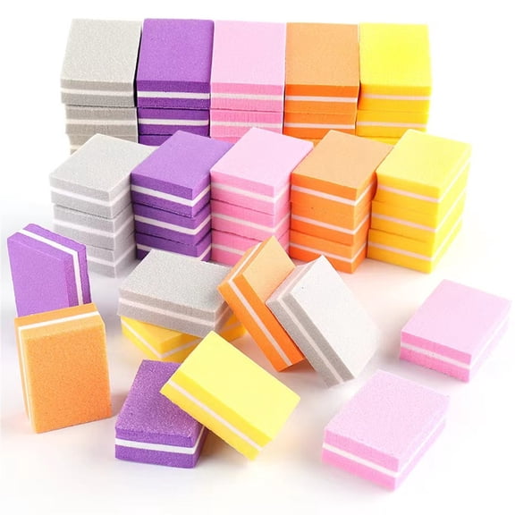 50 Pcs Nail Supplies,Mini Sponge Nail Buffer Block,100/180 Grit Nail File,Professional Nail Buffer,High-Elasticity File Tools for Nail Care (Colorful)