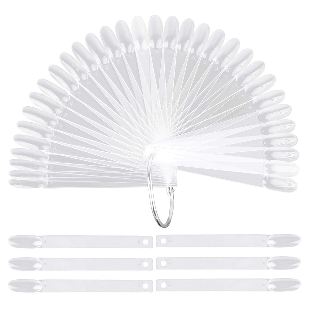 50 Pcs Nail Swatch Sticks with Ring,Clear Fan-shaped Nail Art Practice ...