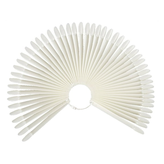 50 Pcs Nail Swatch Sticks with Ring,Clear Fan-shaped Nail Art Practice Display Nail Sample Sticks