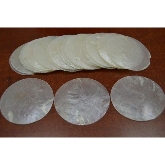 50 Pcs Natural Round Flat Capiz Sea Shell Blank Discs 2 1/4"