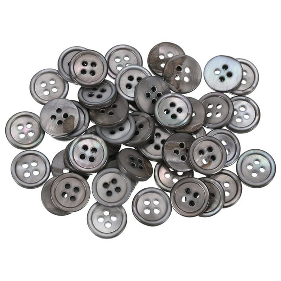 50 Pcs Natural Shell Button, 4 Hole 11.5mm Mother of Pearl Button, Grey